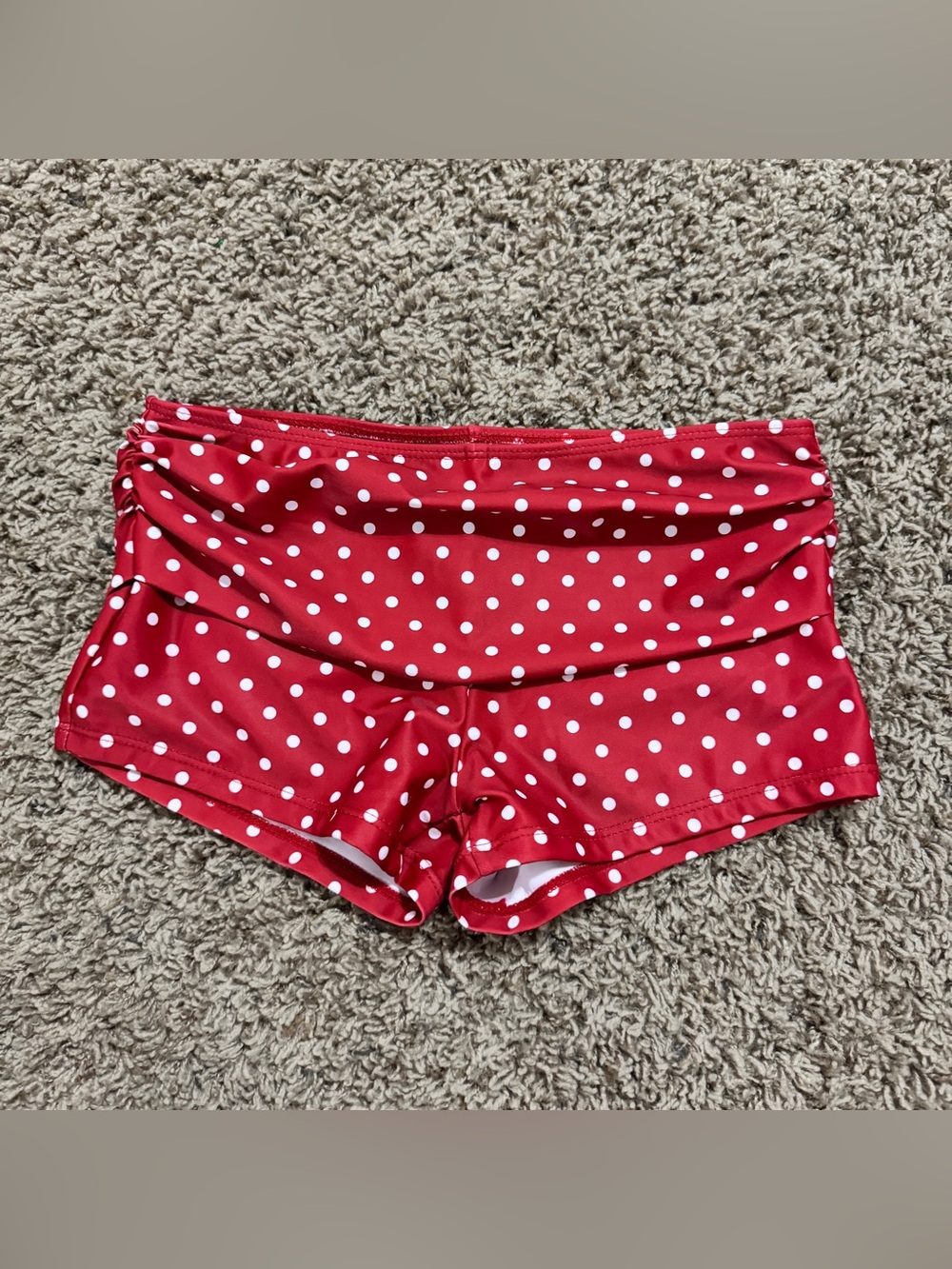 Red & White Polka Dot Swim Shorts